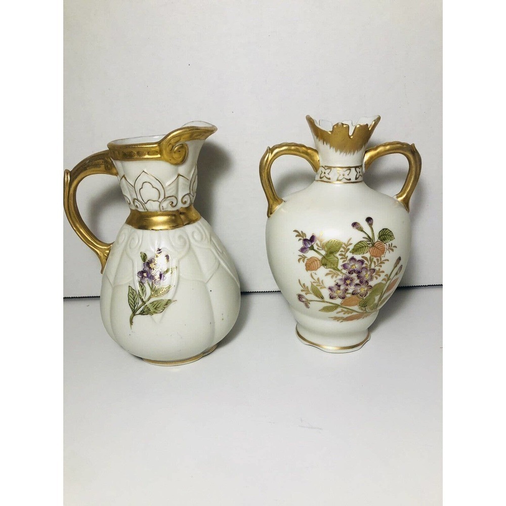 Vintage Porcelain Pitcher and Bud Vase BEAUTIFUL PIECES!! Set Of 2 - Picture 2 of 12